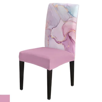 Мраморные Градиентно-Розовые Чехлы для обеденных стульев из эластичного спандекса Чехол для сиденья для свадебной кухни, банкета, вечеринки