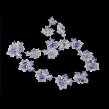 1Yds Вышивка Фиолетовые Цветы Сетка Кружевная Отделка Свадебные Украшения DIY Ремесло Шитье