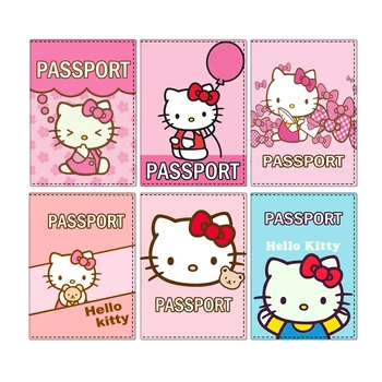 Hello Kitty Дорожный держатель для паспорта, кредитная карта, Обложка для паспорта Мужчины/Женщины из искусственной кожи, держатель банковской идентификационной карты, папка для билетов, чехол
