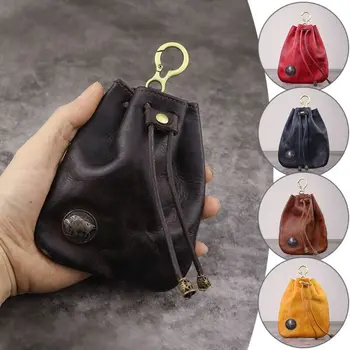 Сумка-портмоне из натуральной кожи в стиле ретро, Новый дизайн, кошельки на шнурке, поясная сумочка, сумка для ключей от машины, простая подвесная сумка для женщин и мужчин