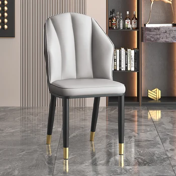 Обеденные стулья на скандинавских золотых ножках, современные роскошные обеденные стулья в скандинавском стиле, кожаная дизайнерская эргономичная белая мебель Cadeira Sillas с высокими потолками