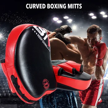 Перчатки для кикбоксинга Pad Punch Target Боксерские рукавицы с утолщенными изогнутыми накладками из кожи Focus для тренировок по муай тай для кик-спарринга