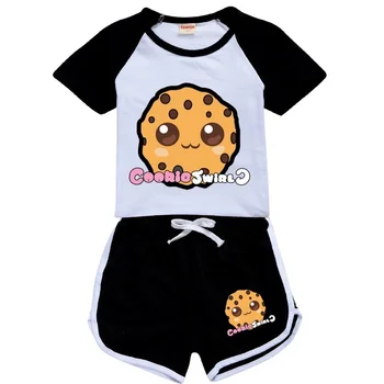 Детская дизайнерская одежда с героями мультфильмов Cookie Swirl c, летняя одежда для маленьких мальчиков, футболка + шорты, комплекты повседневной одежды для маленьких девочек