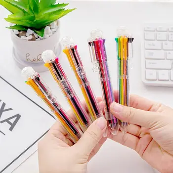 Творческая Многоцветная Шариковая Ручка Прекрасный Канцелярский Пресс 8 Цветная Масляная Ручка Для Студентов Детский Офис Школьные Принадлежности